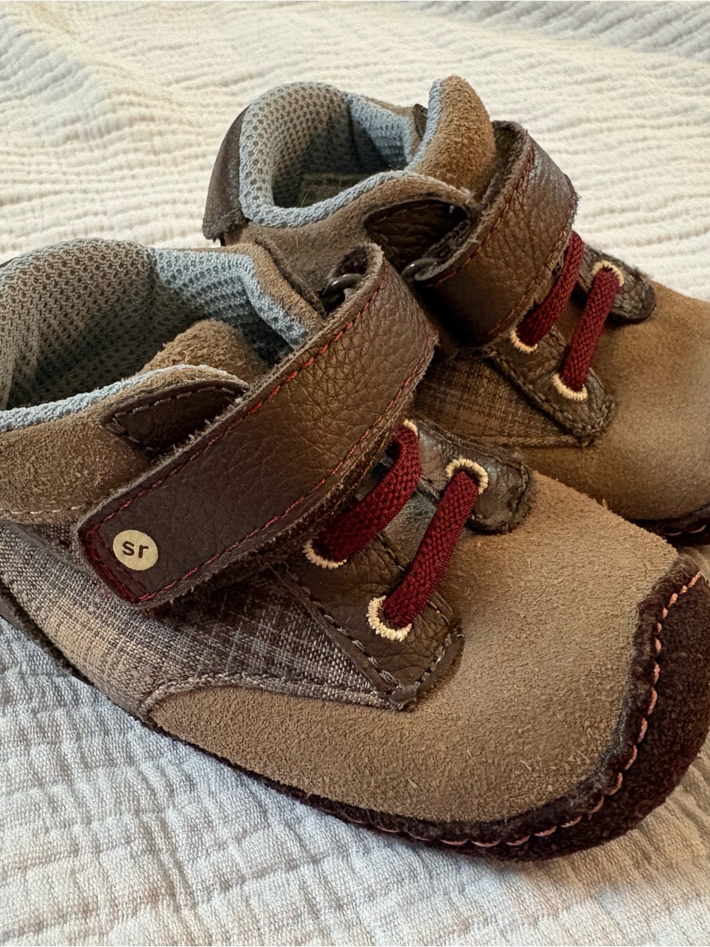 Kids Brown Suede Casual Shoes with Burgundy Accents
